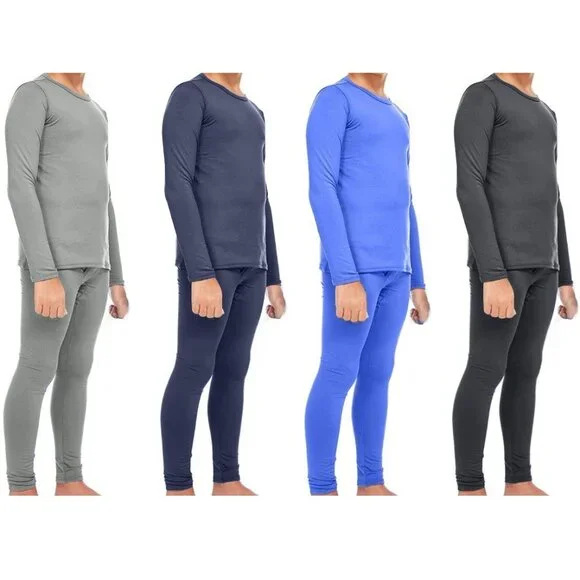 Kids Thermal 2-pc Underwear Set, Microfiber Fleece, Black - Picture 4 of 4